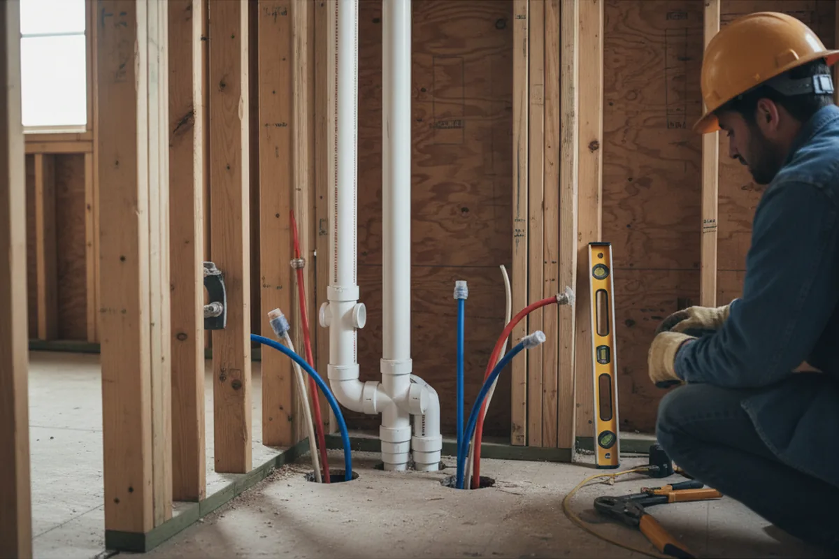 Drain and supply rough-in during Sump Pump Repair in Los Altos