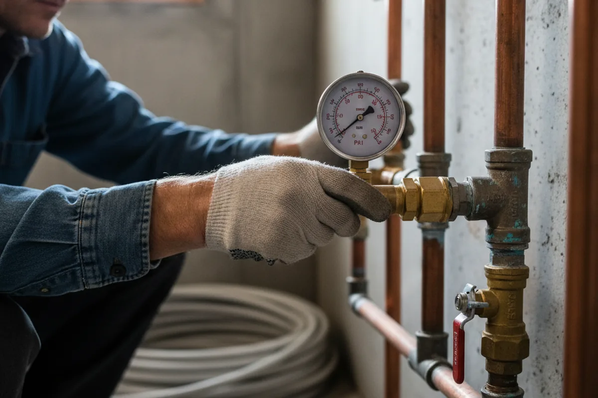 Pressure testing a repaired line during Water Line Repair in Los Altos